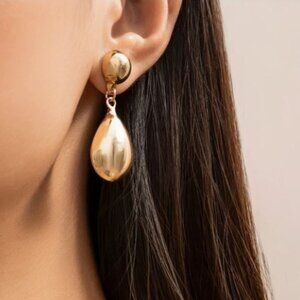 NEW Morina Golden Water Drop Minimalist Statement Earrings
